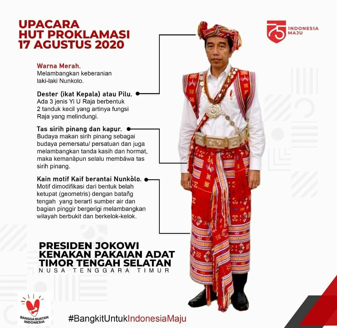Presiden Joko Widodo mengenakan busana adat Amanatun, baju adat masyarakat Timor Tengah Selatan, NTT
