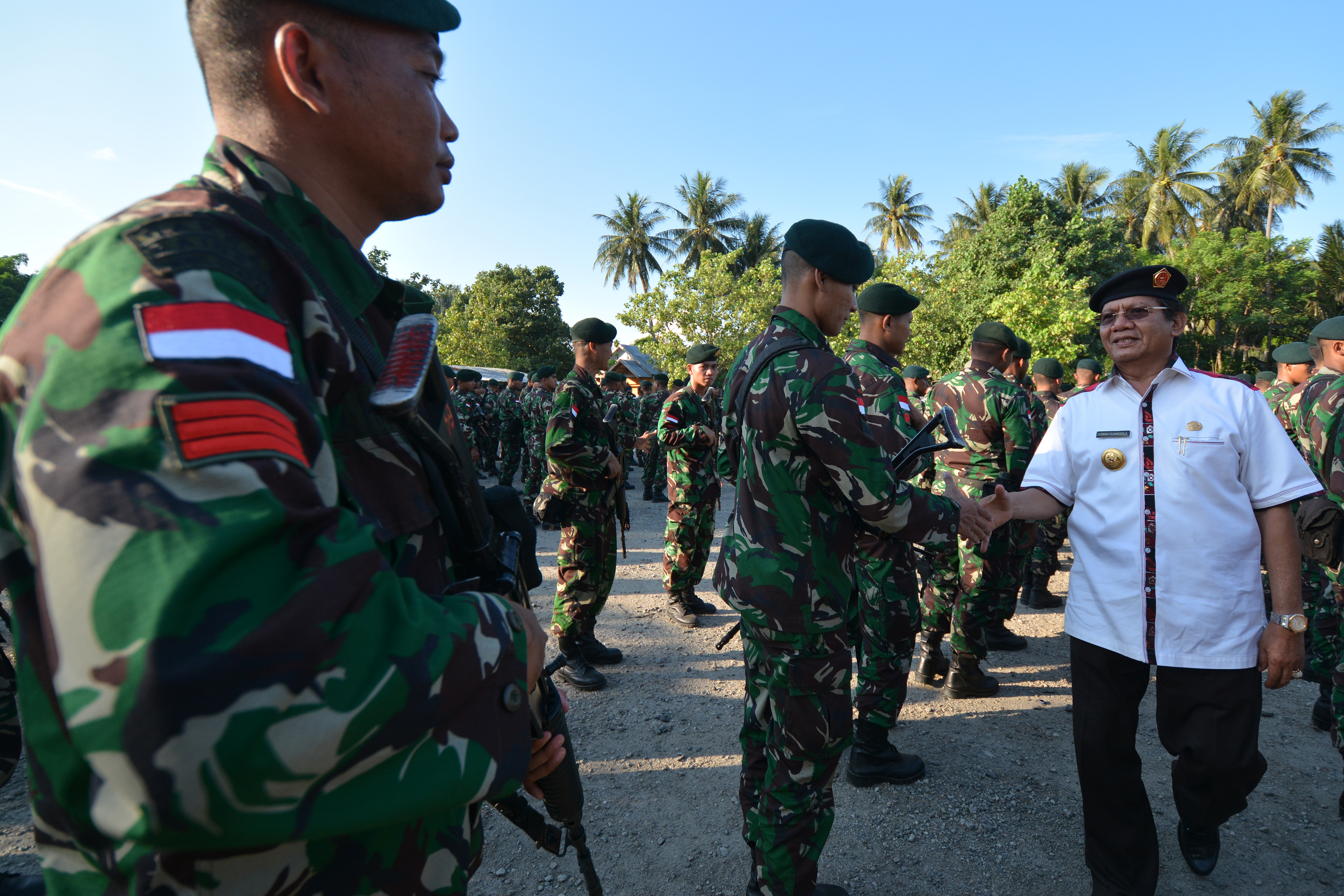 Upacara purnabakti pemulangan pasukan Satuan Tugas (Satgas) Operasi Tinombala di Palu, Sulawesi Tengah, Jumat (9/6/2017).