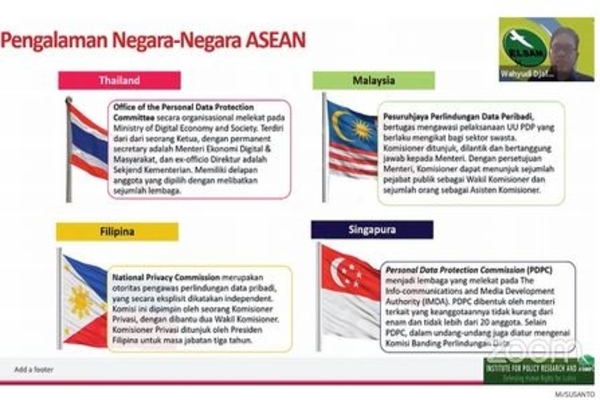 Deputi Direktur Riset Elsam Wahyudi Djafar (kanan atas) memberikan paparan tentang lembaga Perlindungan Data Pribadi negara tetangga (10/08)
