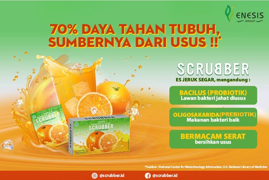 Scrubber juga mengandung prebiotik atau makanan untuk bakteri baik di usus, yakni Oligosakarida.