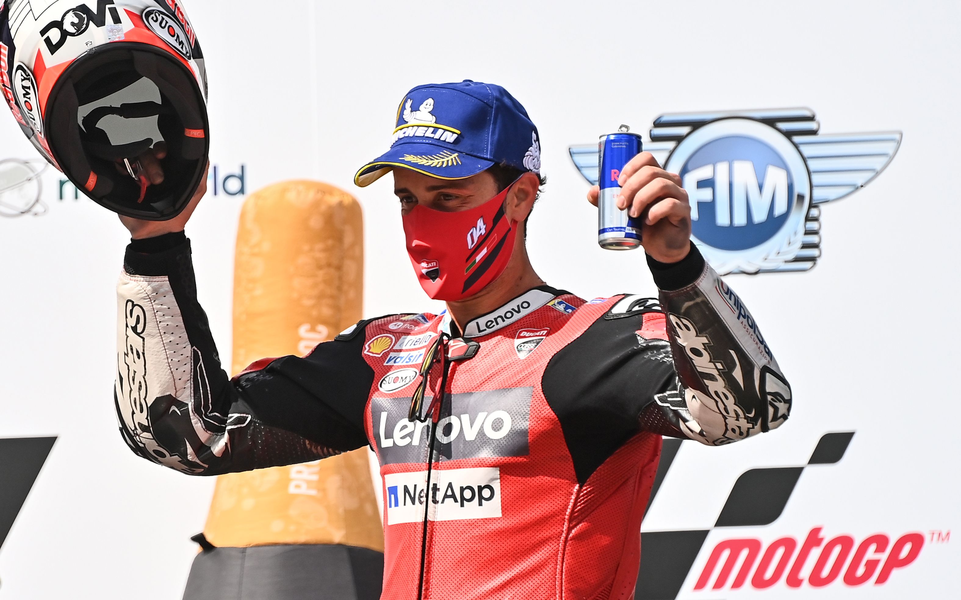 Pembalap Ducati Andrea Dovizioso di podium juara MotoGP Austria