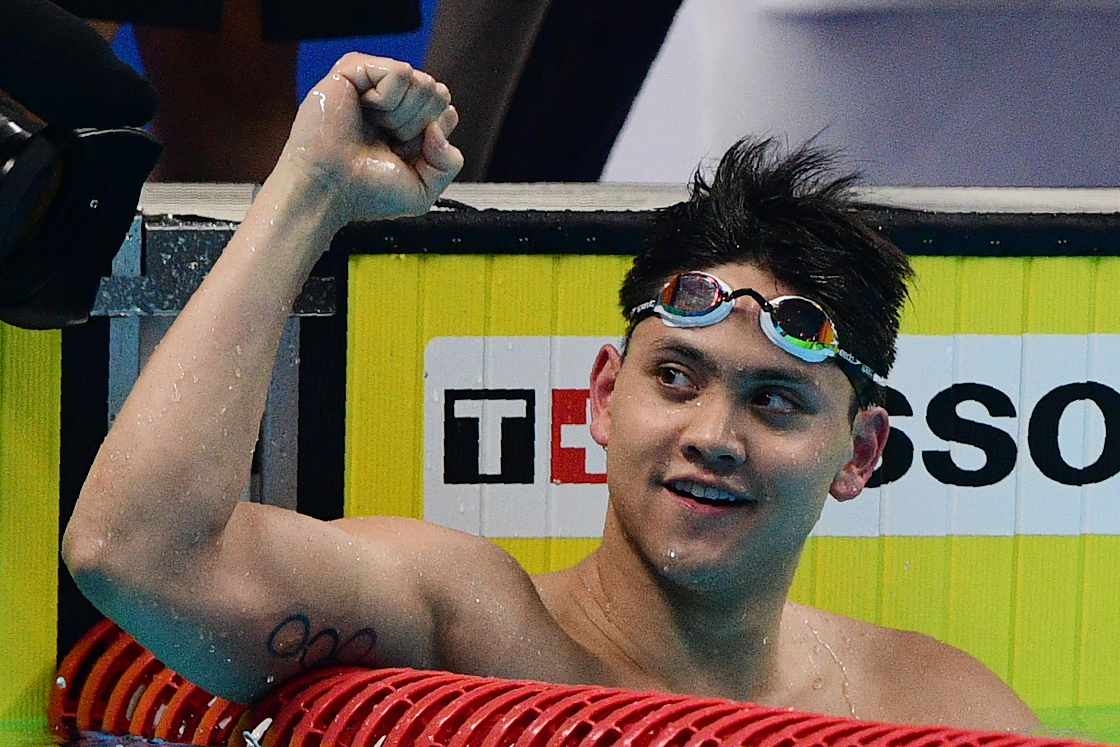 Atlet renang Singapura sekaligus juara Olimpiade, Joseph Schooling, saat berkompetisi di Indonesia.