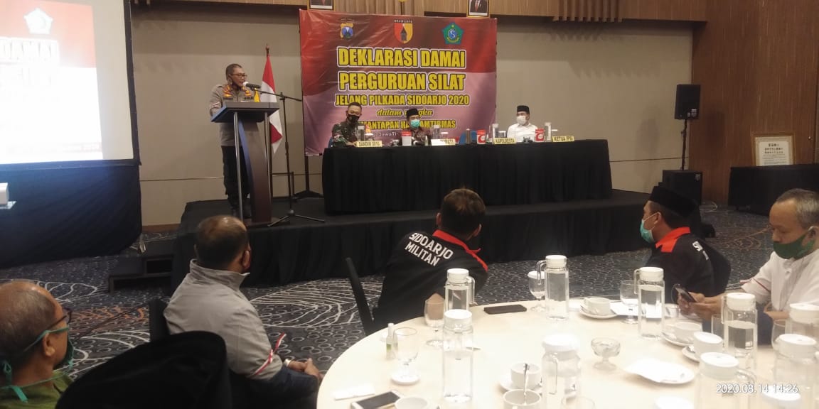 17 perguruan silat yang ada di Kabupaten Sidoarjo melakukan deklarasi damai menjelang pilkada serentak