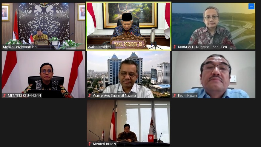 Wapres Ma'ruf Amin (tengah atas) menginginkan serapan anggaran kesehatan membaik.