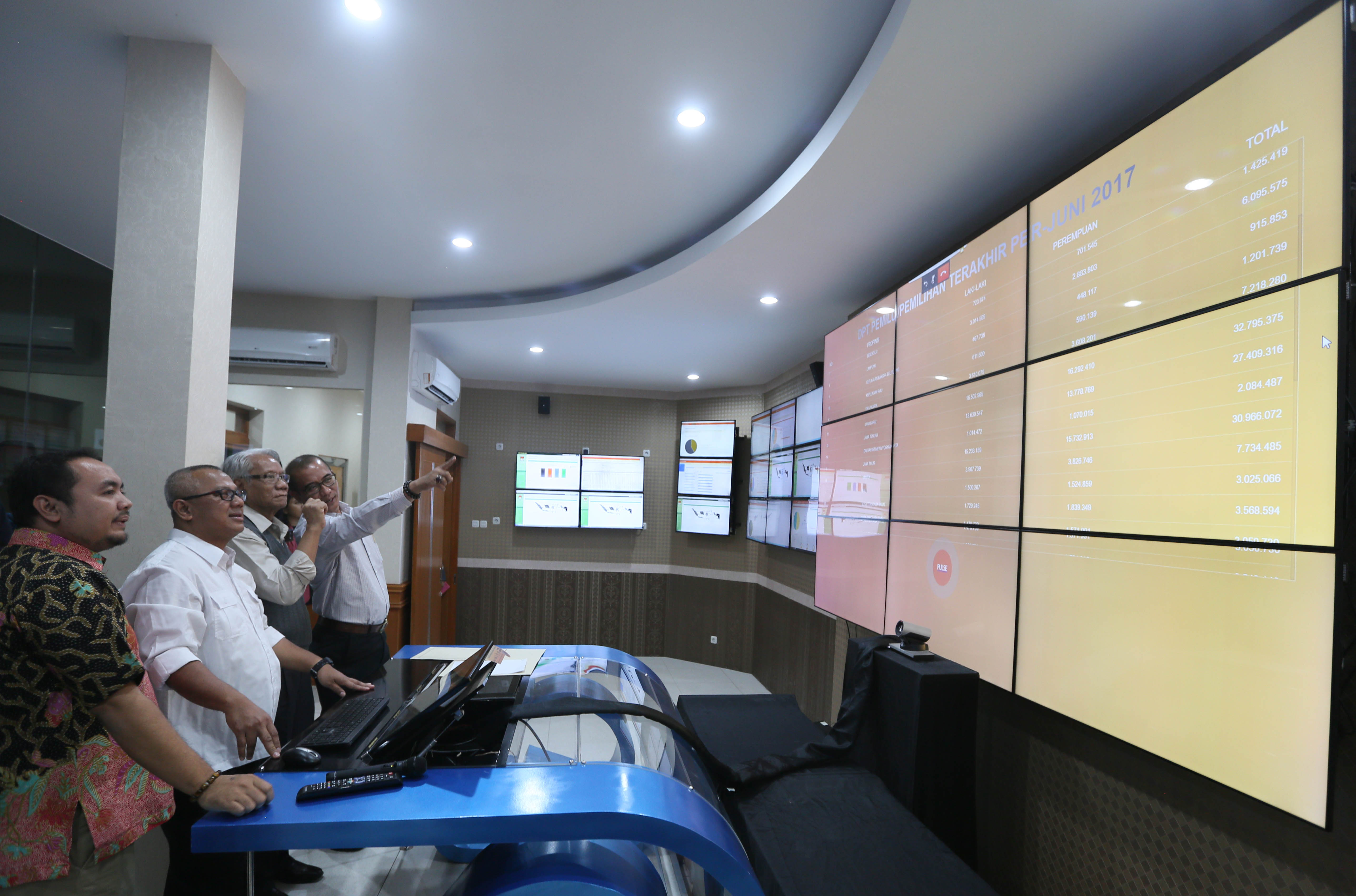 Sistem Informasi Data Pemilih (Sidalih) di Gedung KPU Pusat terintegrasi dengan KPU daerah. 