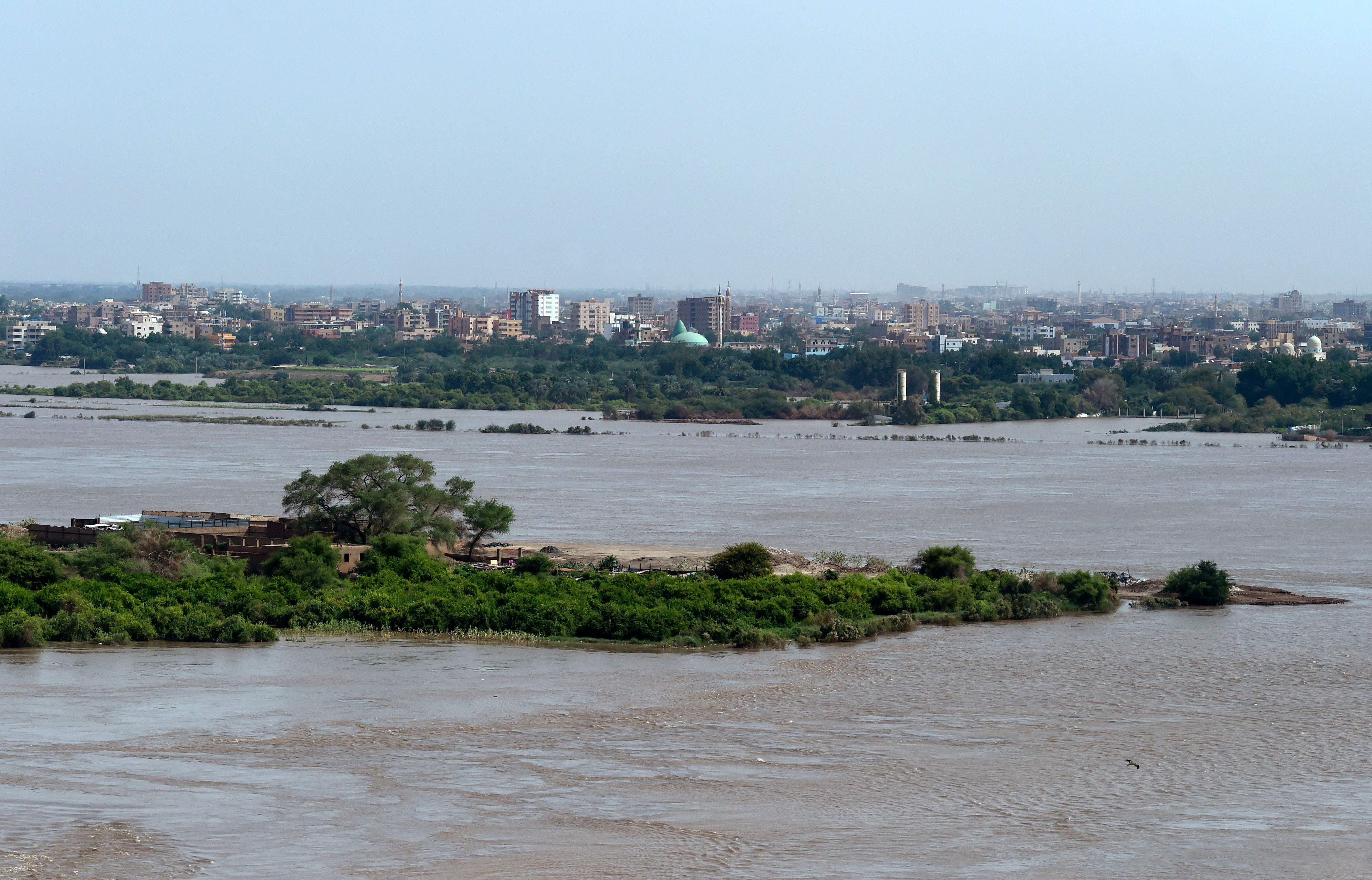Foto udara yang memperlihatkan banjir yang melanda Khartoum, Sudan.