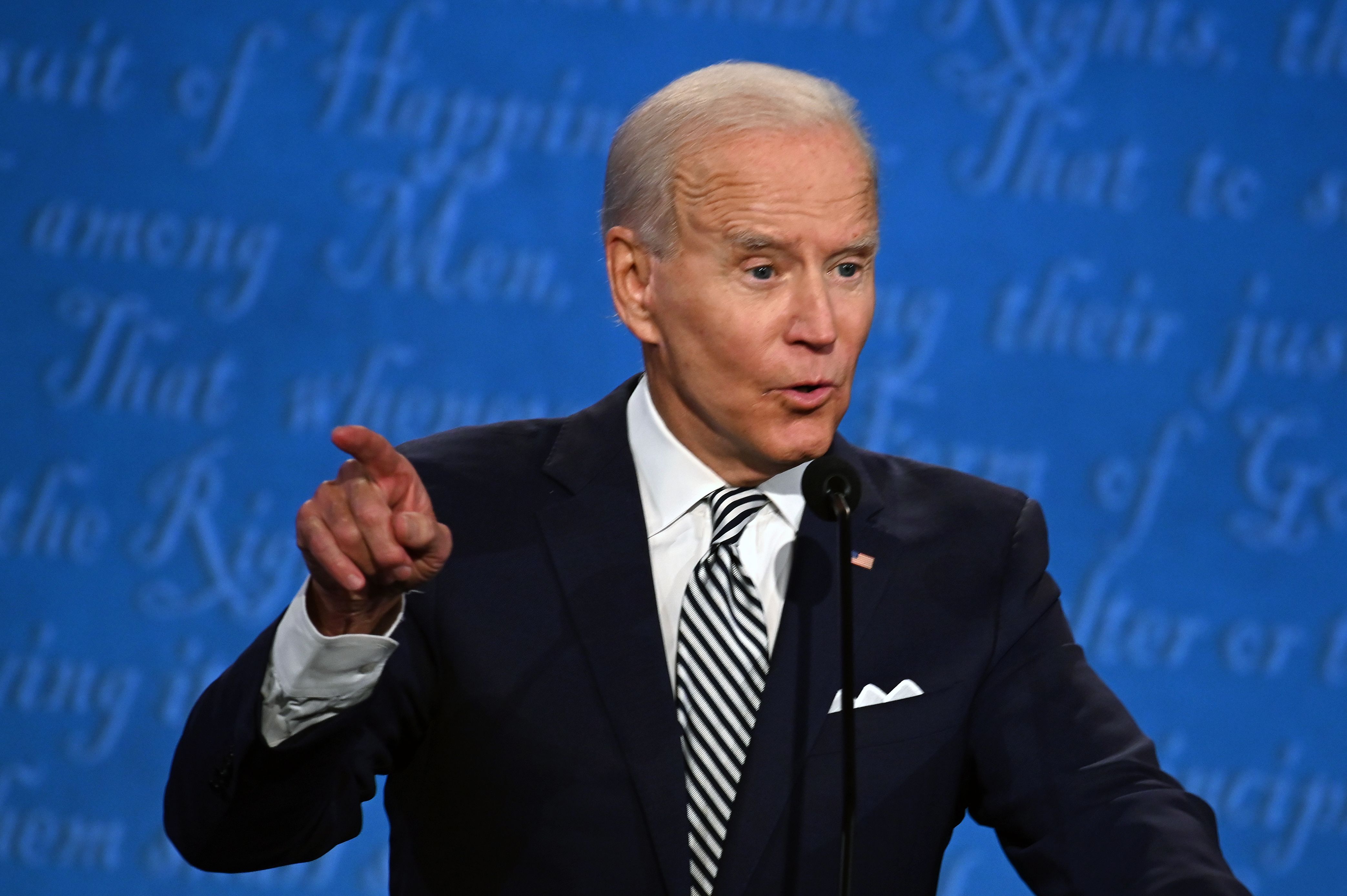 Kandidat Presiden AS Joe Biden saat debat kandidat Presiden AS di Cleveland, Ohio, AS.
