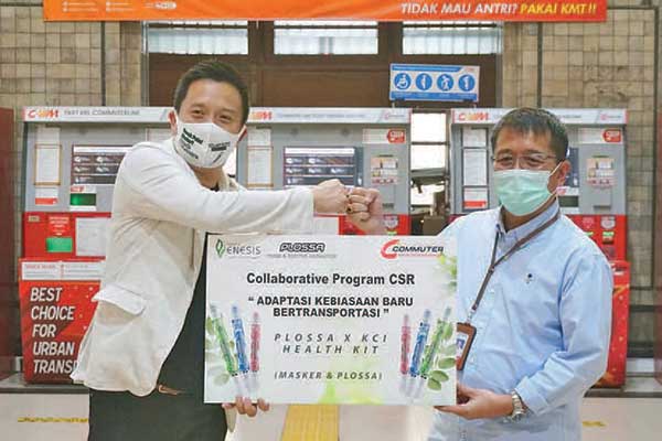 Enesis Group dan KCI kampanye Adaptasi Kebiasaan Baru Bertransportasi, di Jakarta, kemarin.