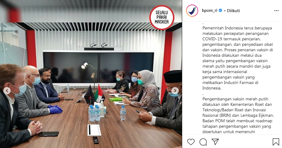 Kunjungan Kepala Badan POM Republik Indonesia Penny Lukito ke Uni Emirat Arab pada 24-26 Agustus 2020.