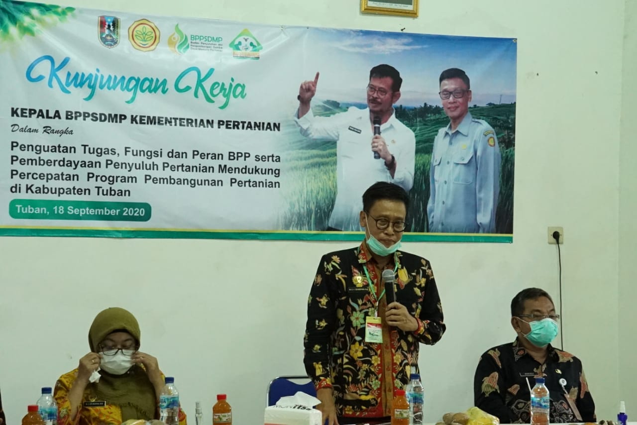 Kepala Badan Penyuluhan dan Pengembangan SDM Pertanian (BPPSDMP) Kementerian Pertanian Dedi Nursyamsi (tengah).