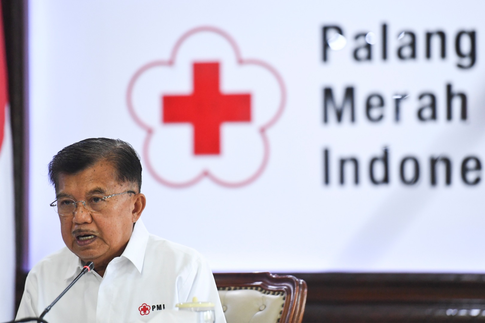 Ketua PMi Jusuf Kalla dalam peringatan HUT PMI ke-75