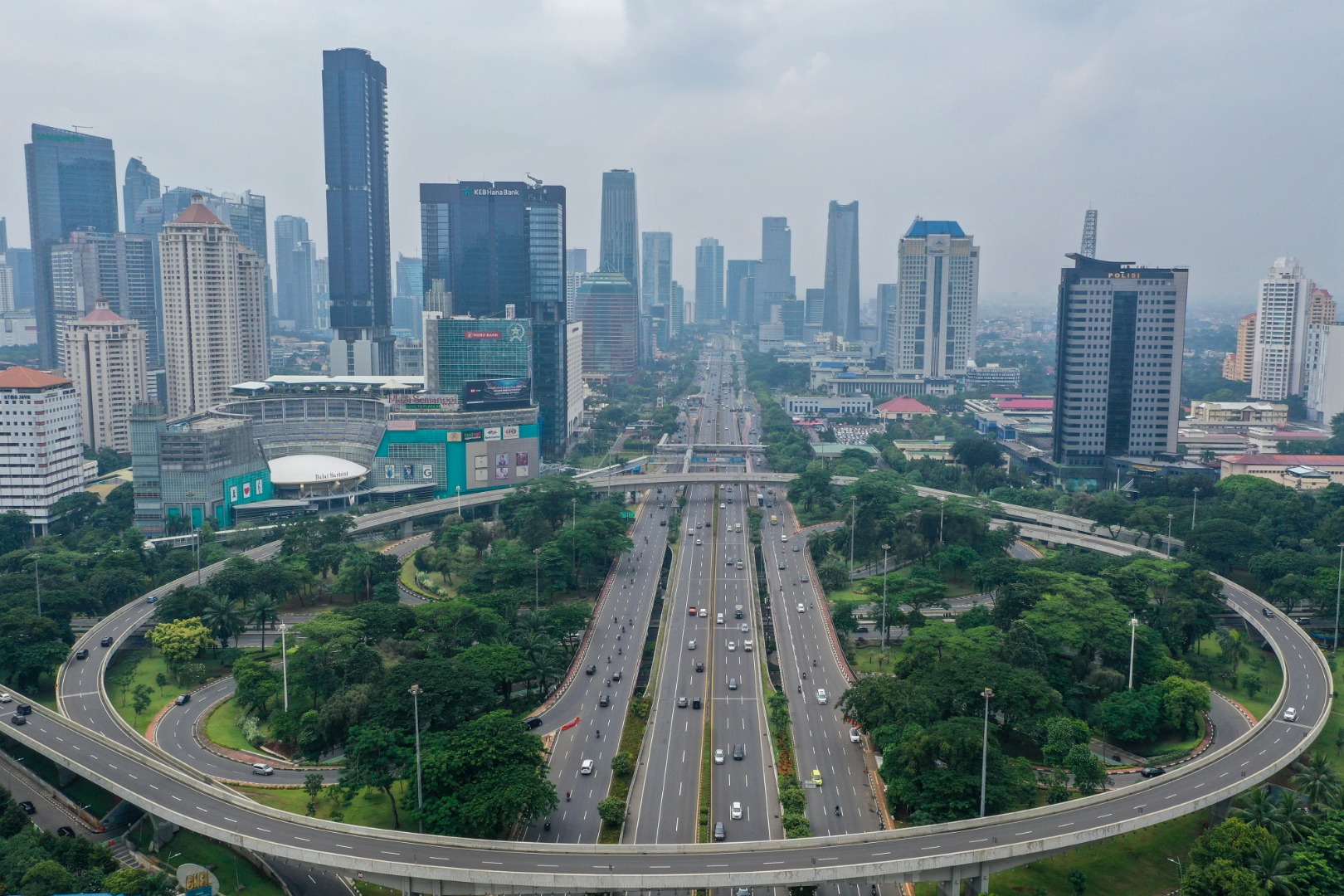 Foto udara kawasan Semanggi, Jakarta.