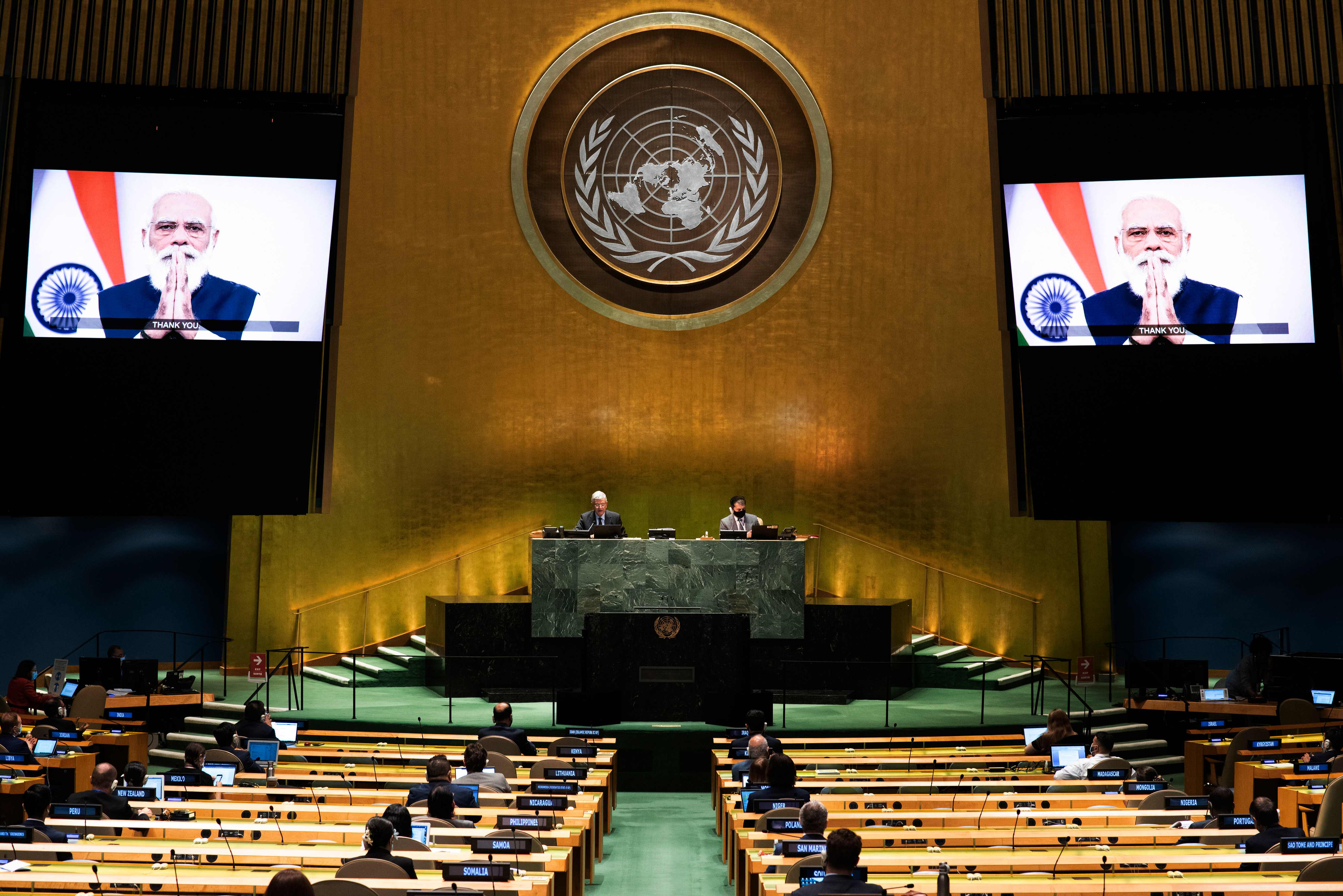 Perdana Menteri India Narendra Modi berpidato di sidang Umum PBB