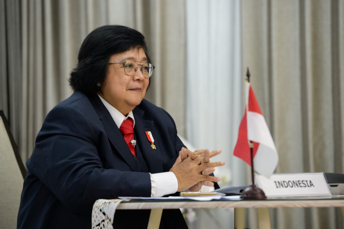 Menteri KLHK Siti Nurbaya dalam pertemuan virtual antarmenteri lingkungan hidup negara anggota G20, Rabu (16/9/2020)