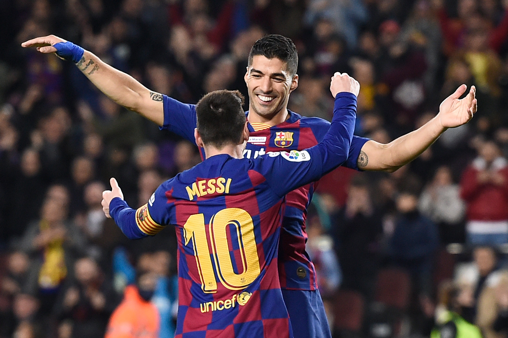 Luis Suarez saat masih bersama Lionel Messi di Barcelona.