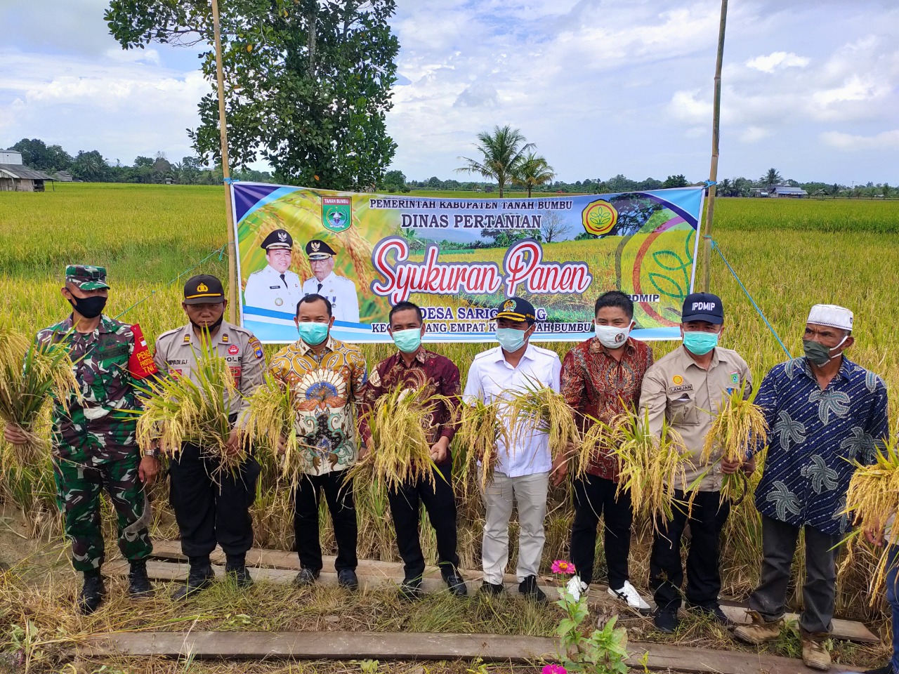 Kegiatan panen raya padi di Desa Sarigadung Kecamatan Simpang Empa, Kabupaten Tanah Bumbu, Kalimantan Selatan