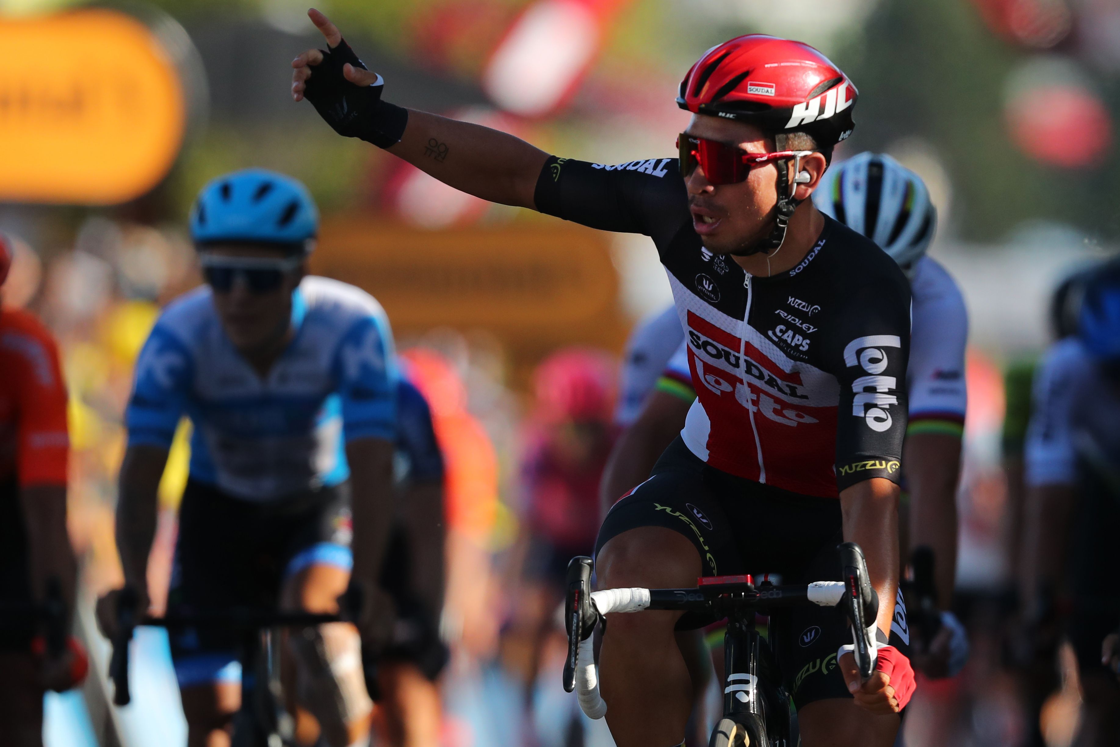 Pembalap tim Looto Scoudal Caleb Ewan memenangi etape 11 Tour de France