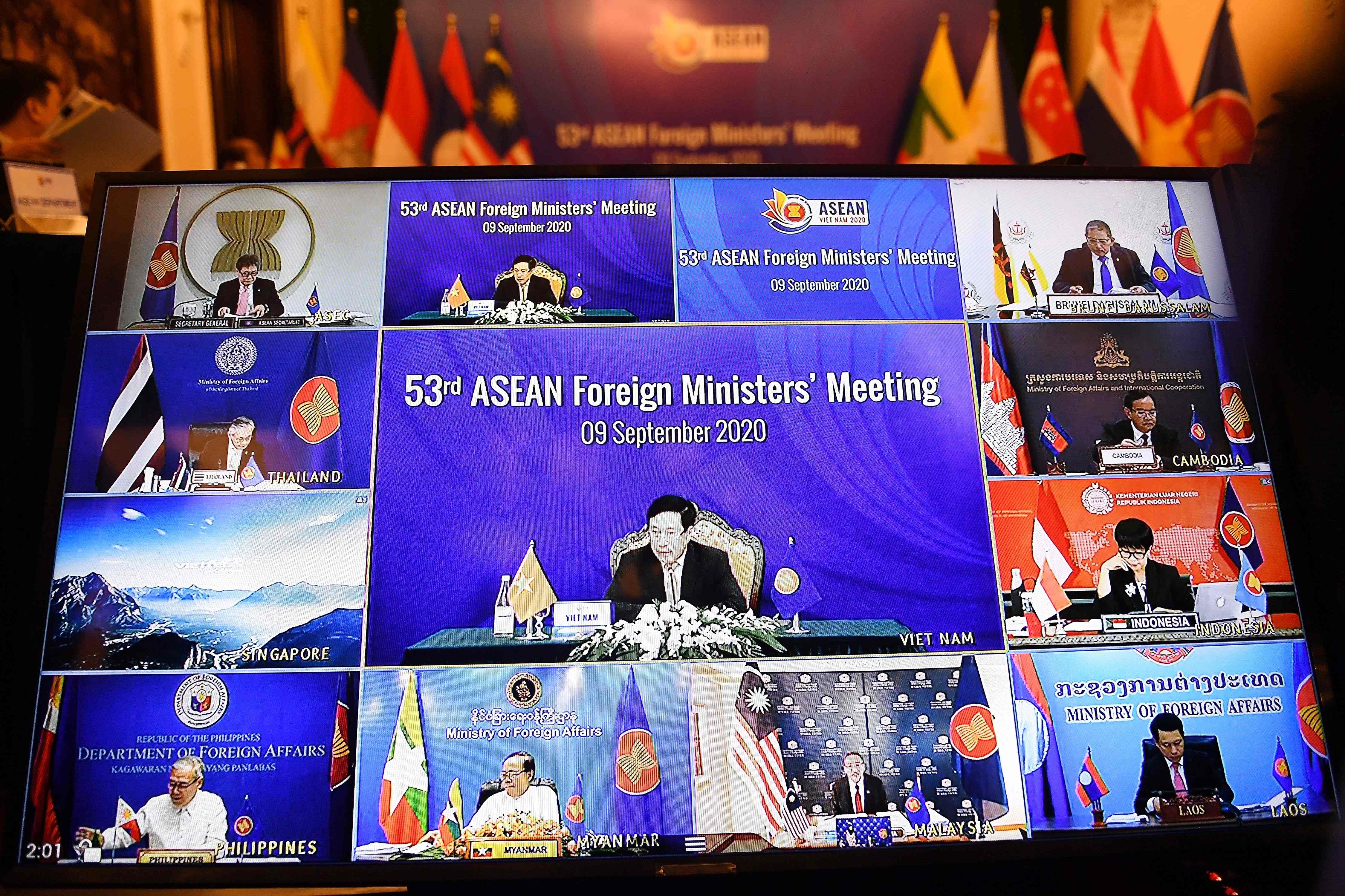 Pertemuan antar-Menteri Luar Negeri negara-negara anggota ASEAN yang digelar secara virtual, Rabu (9/9/2020).