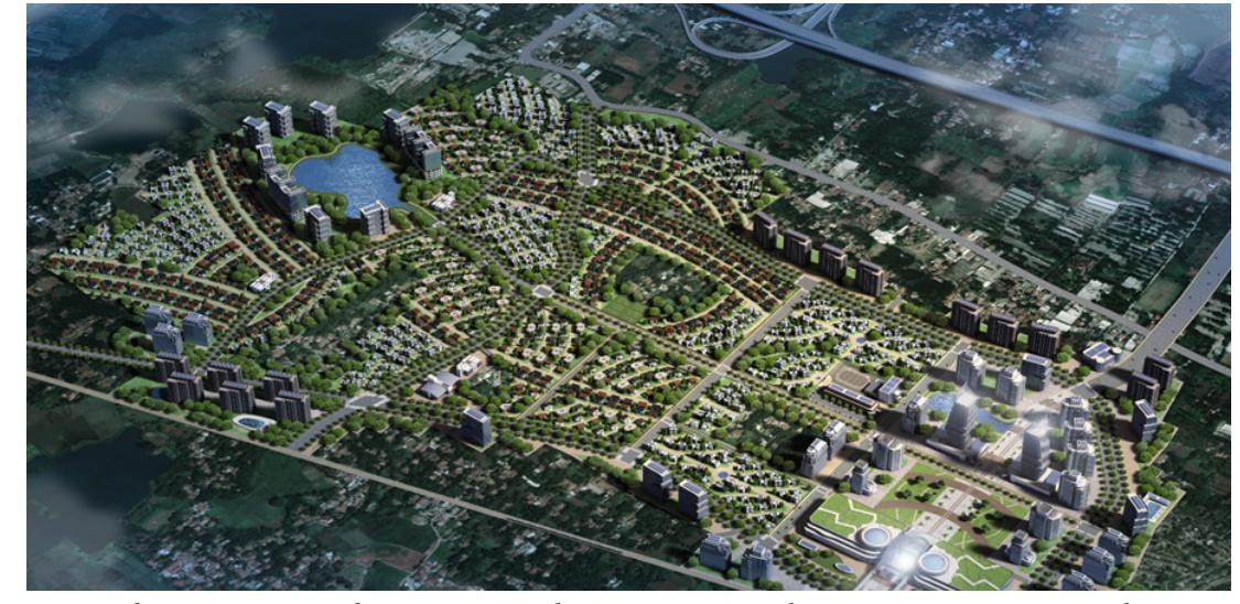 Gambar tiga dimensi dari proyek TOD yang akan dikembangkan oleh Sinar Mas Land dan Mitbana.