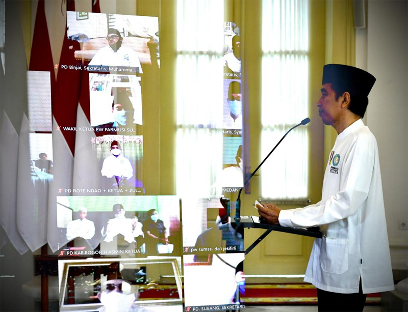 Presiden Joko Widodo membuka Muktamar IV Parmusi secara virtual. 