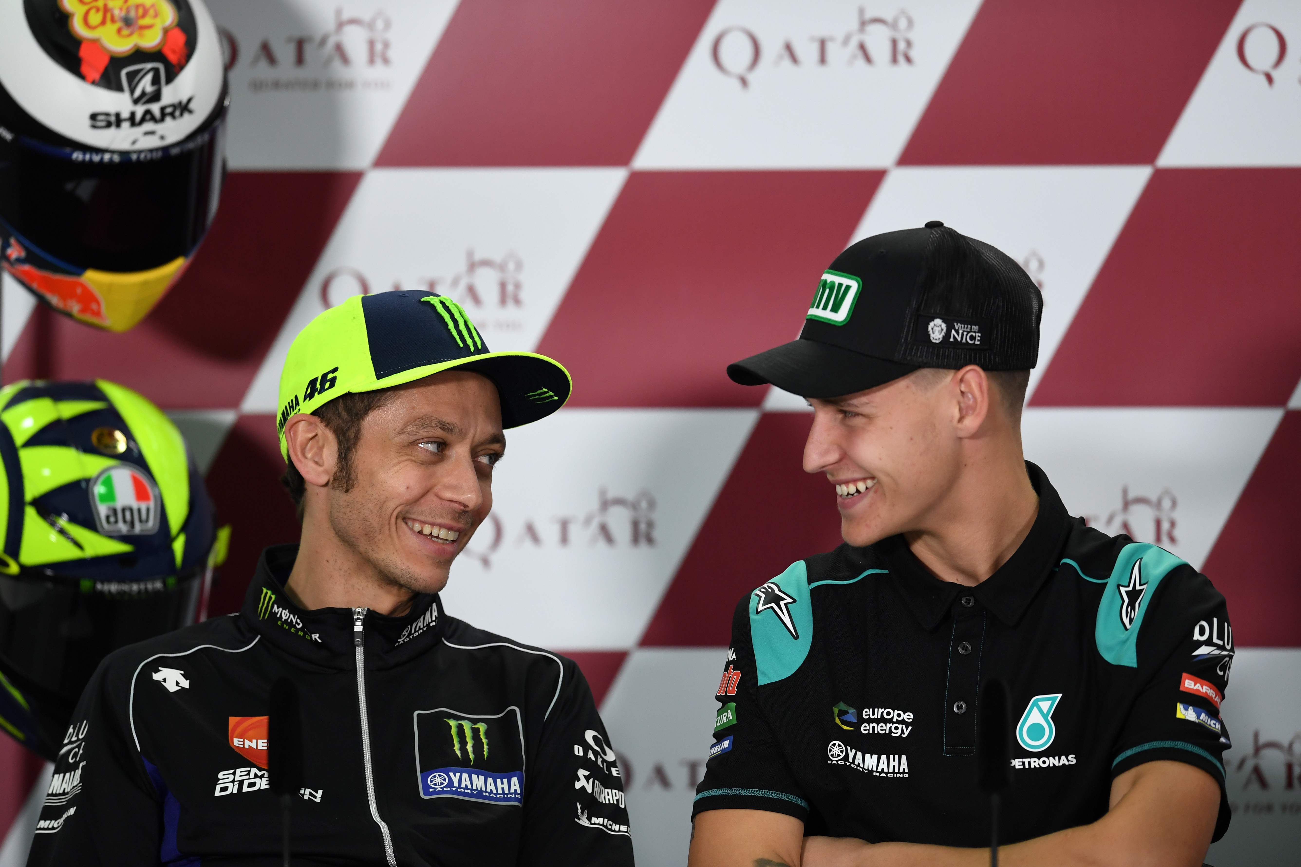 Duet pembalap Yamaha Valentino Rossi (kiri) dan Fabio Quartararo.
