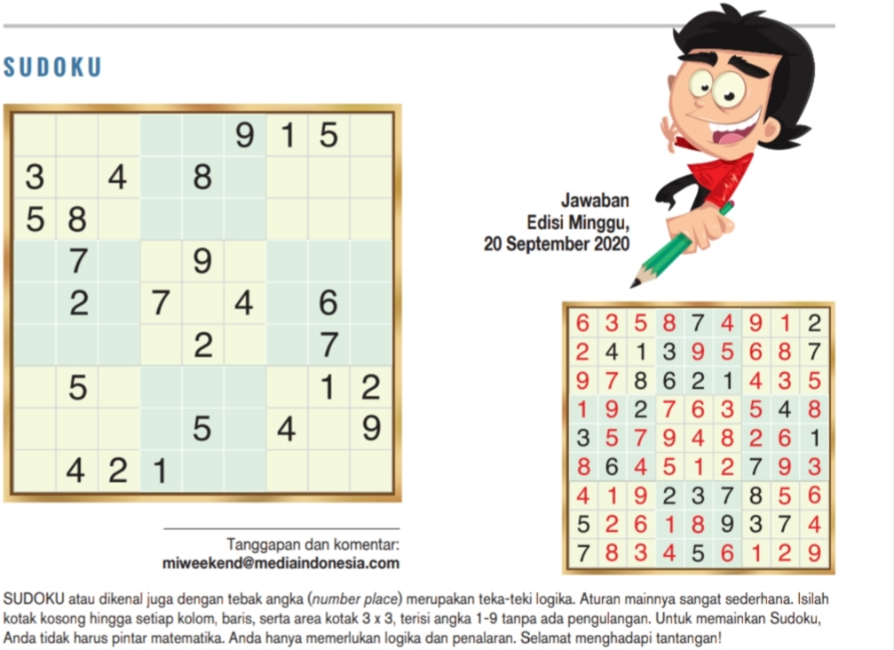 Sudoku Edisi 27 September 2020