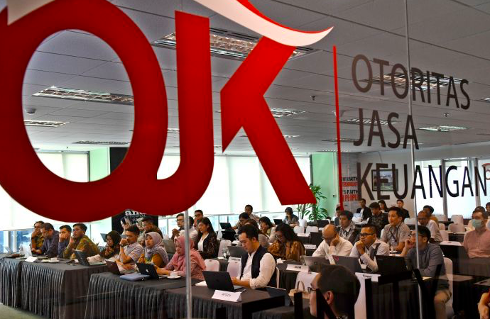 Sejumlah peserta menyimak sosialisasi layanan sistem elektronik pencatatan inovasi keuangan digital, Jakarta, Selasa (29/10/2019).