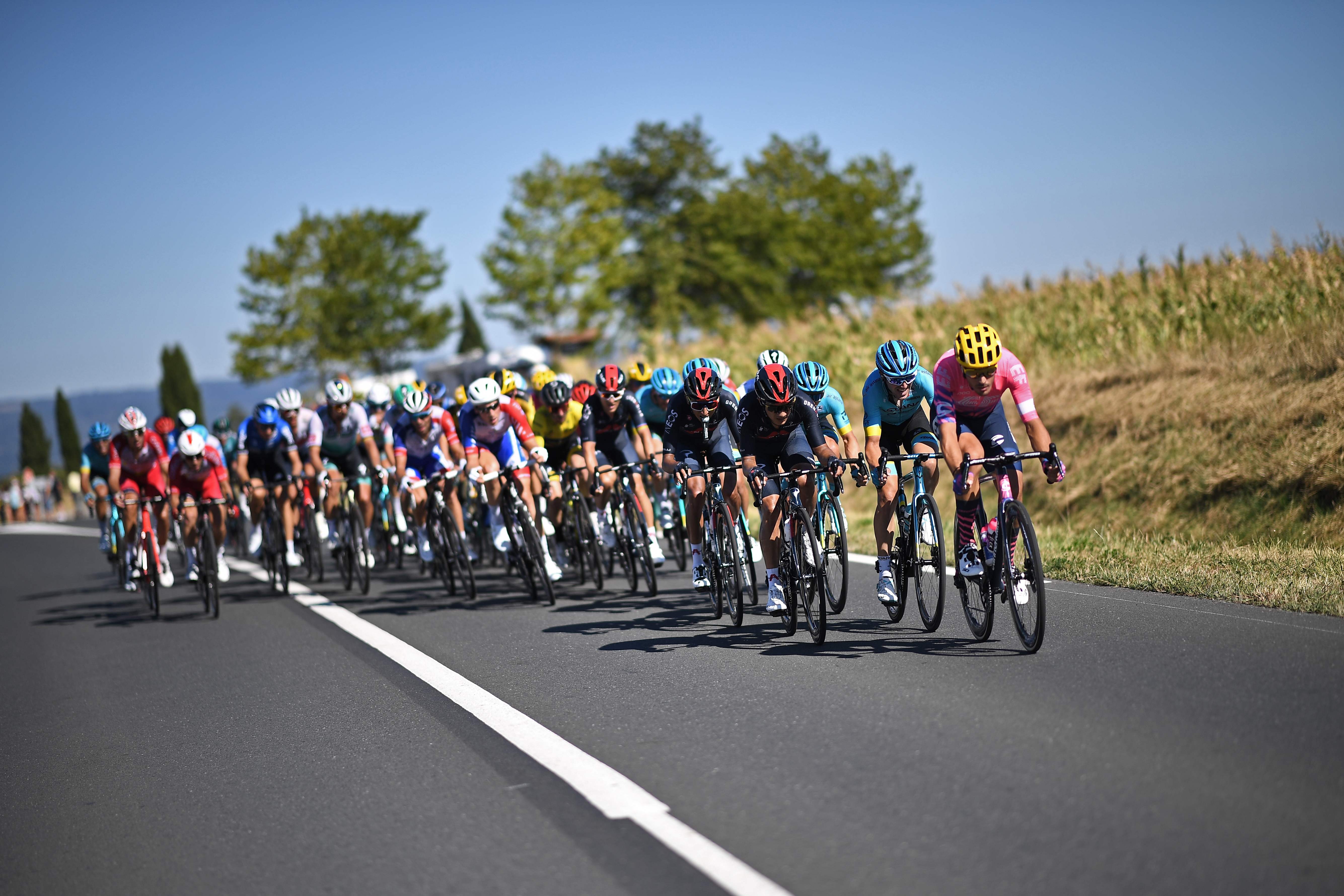 Para pembalap berpacu di Etape 7 Tour de France 2020 sejauh 168 kilometer dari Millau menuju Lavaur, Jumat (4/9). 
