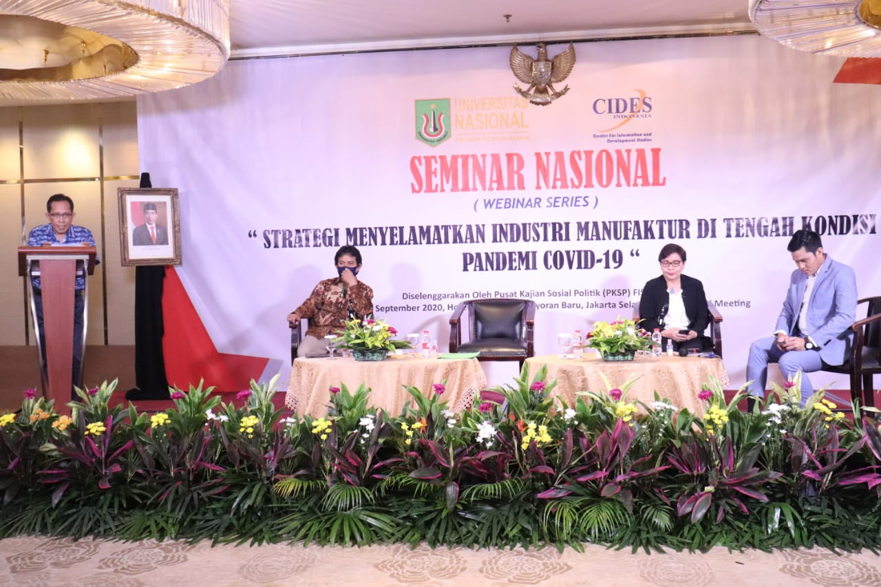 Webinar bertema Strategi Menyelamatkan Industri Manufaktur di Tengah Kondisi Pandemi Covid-19, Rabu (23/9).