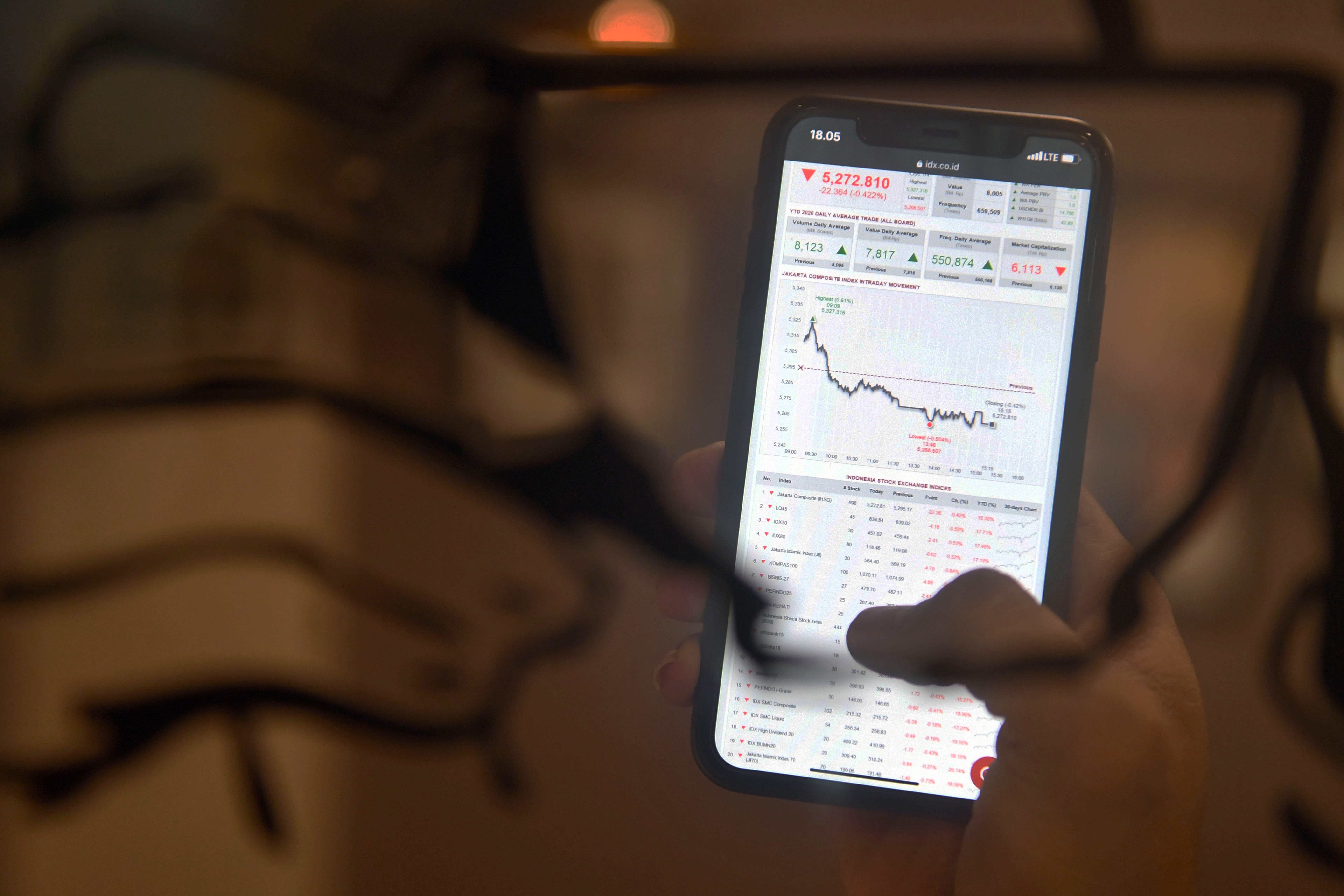 Ilustrasi karyawan mencermati pergerakan IHSG yang melemah.