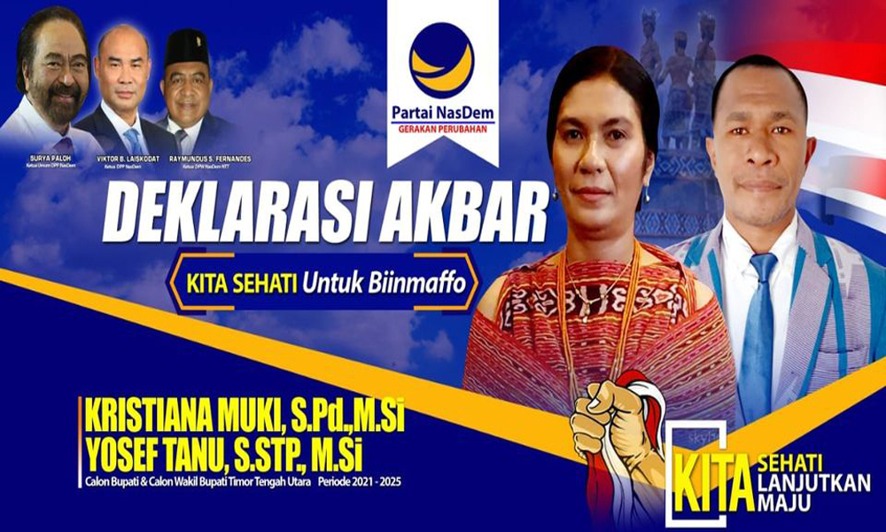 Poster Pasangan Bakal Calon Bupati Timor Tengah Utara, NTT, Kristiana Muki-Yosef Tanu (Kita Sehati).