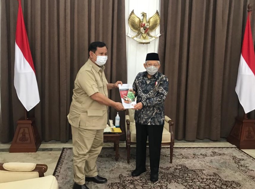 Wapres Ma'ruf Amin bertemu dengan Menhan Prabowo Subianto.
