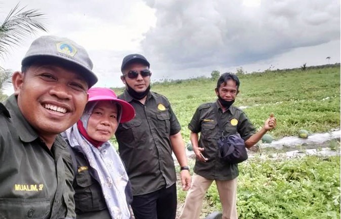 Penyuluh BPP Rakumpit, Mualim bersama petani semangka dariPoktan Oibama di Kota Palangkaraya