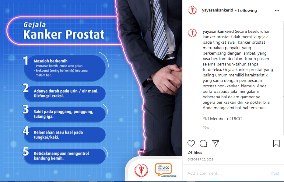 Kanker prostat merupakan penyakit yang berkembang dengan lambat, yang berdiam di dalam tubuh pasien selama bertahun-tahun tanpa terdeteksi.