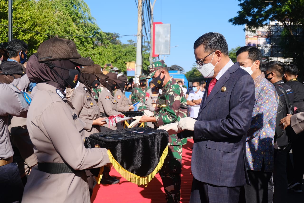 Gubernur Sulawesi Selatan Nurdin Abdullah menghadiri kampanye ayo pakai masker serentak di seluruh wilayah Sulsel, Kamis (10/9/2020)
