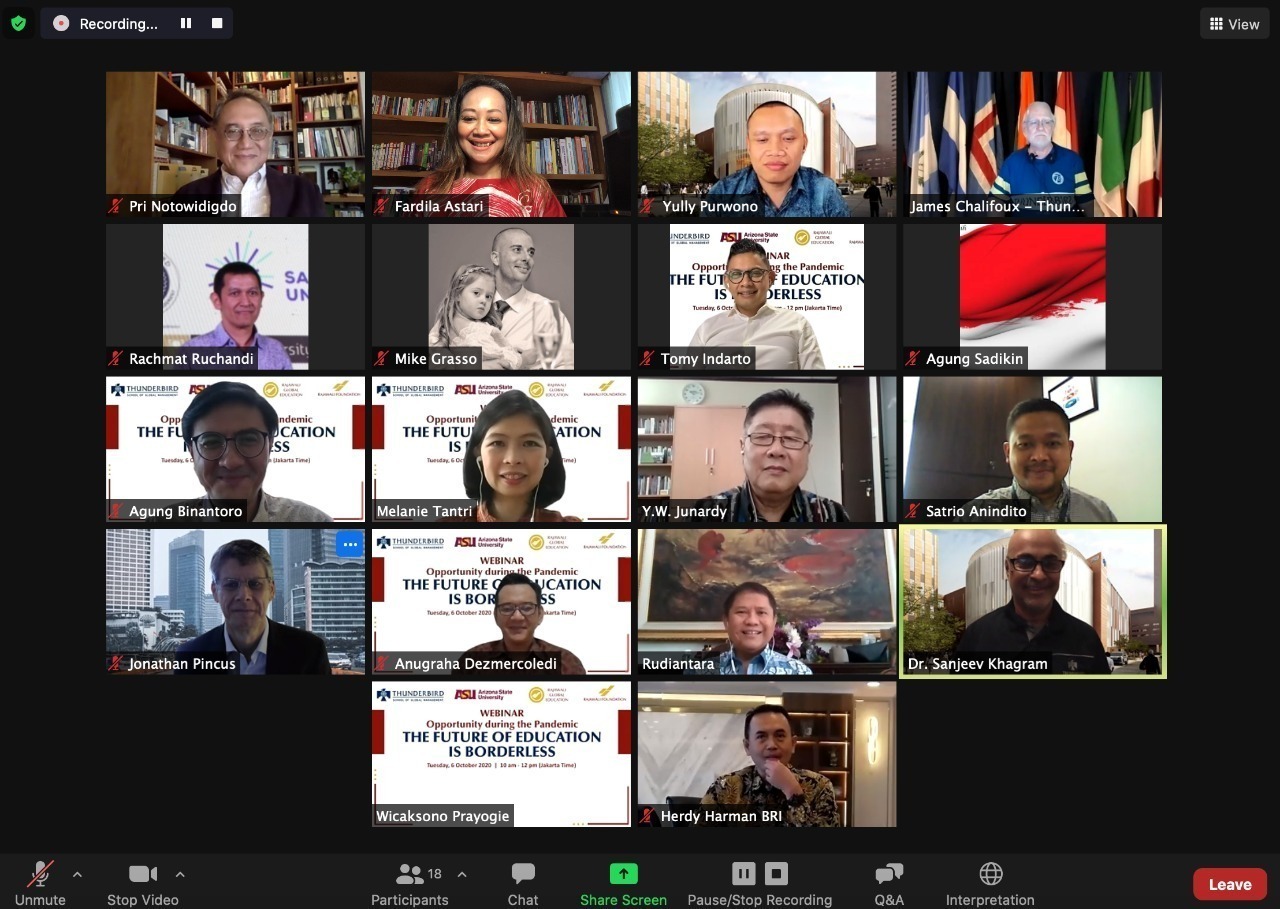  Webinar bertajuk 'Opportunity during the Pandemic: The Future of Education is Borderless'.
