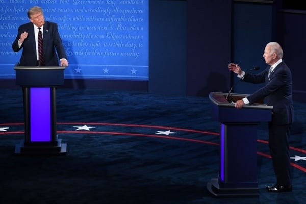 Debat Pilpres AS; Presiden Donald Trump dari Partai Republik dan saingannya dari Partai Demokrat, Joe Biden pada Rabu, 30 September 2020