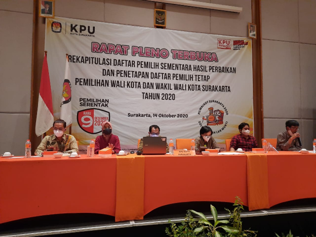 Rapat pleno Komisi Pemilihan Umum (KPU) Surakarta, Rabu (14/10), 