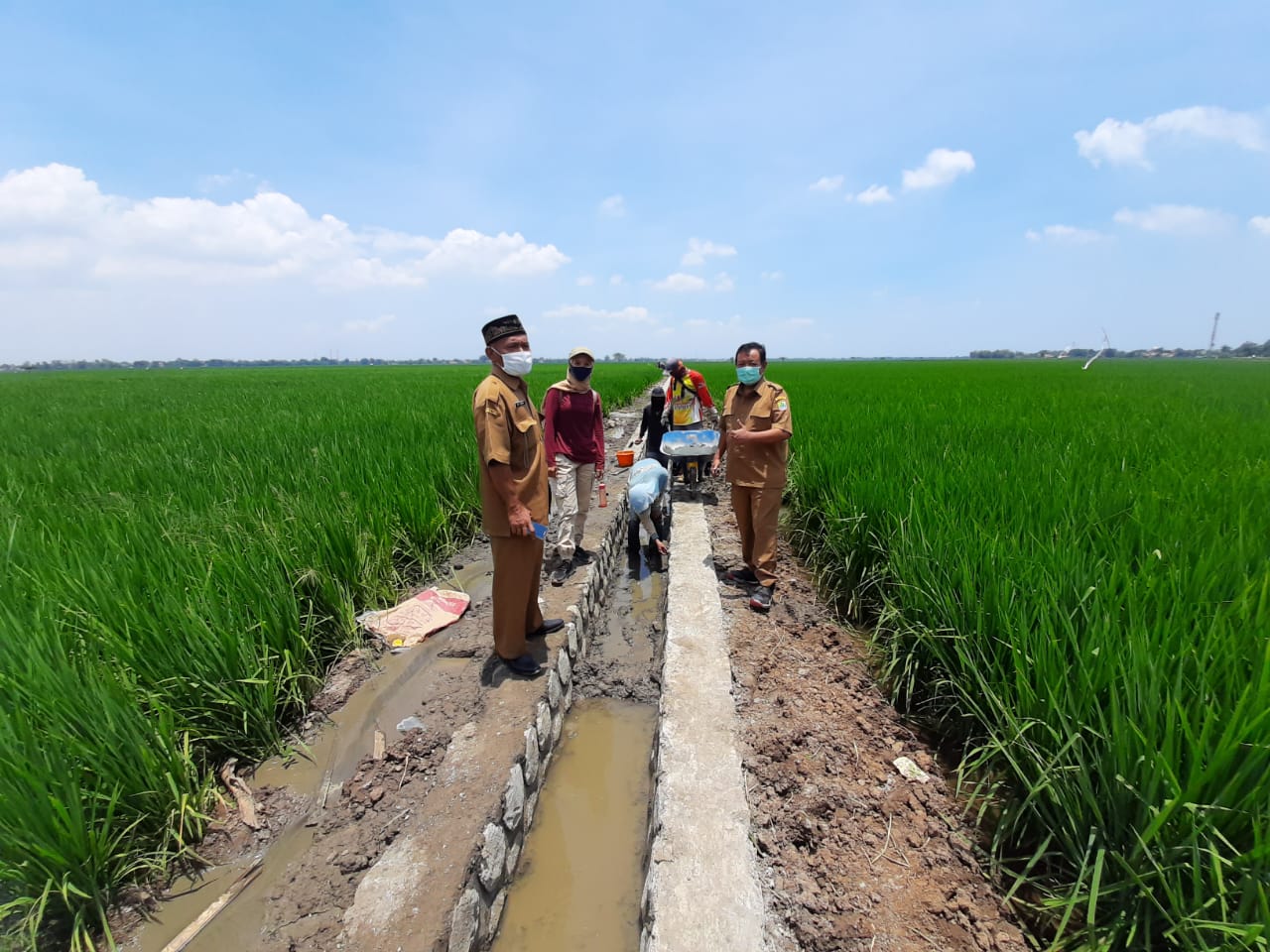 Pengerjaan fisik pembangunan jaringan irigasi tersier melalui P3-TGAI di Kabupaten Cianjur, Jawa Barat.