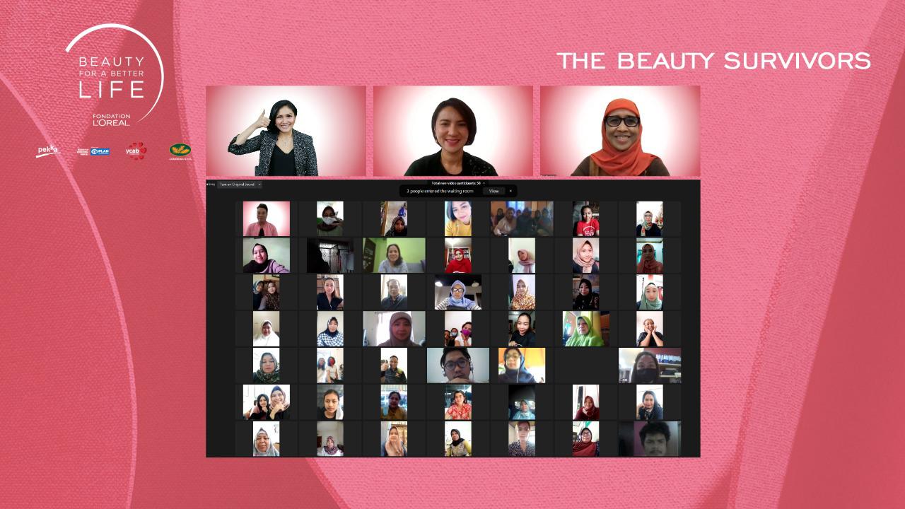 Konferesi pers pendidikan ketrampilan untuk perempuan Indonesia secara virtual.