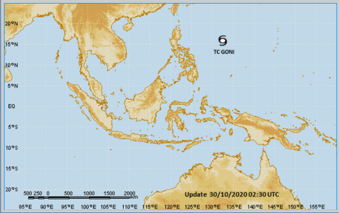 Pergerakan Siklon tropis Goni.
