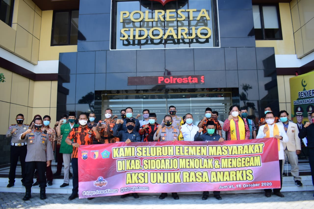 Elemen masyarakat di Sidoarjo mendeklarasikan tolak aksi anarkis. 