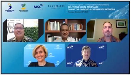 Acara International Webinar “Delivering Social Assistance During the Pandemic: Lessons from Indonesia” diselenggarakan MicroSave Consulting.