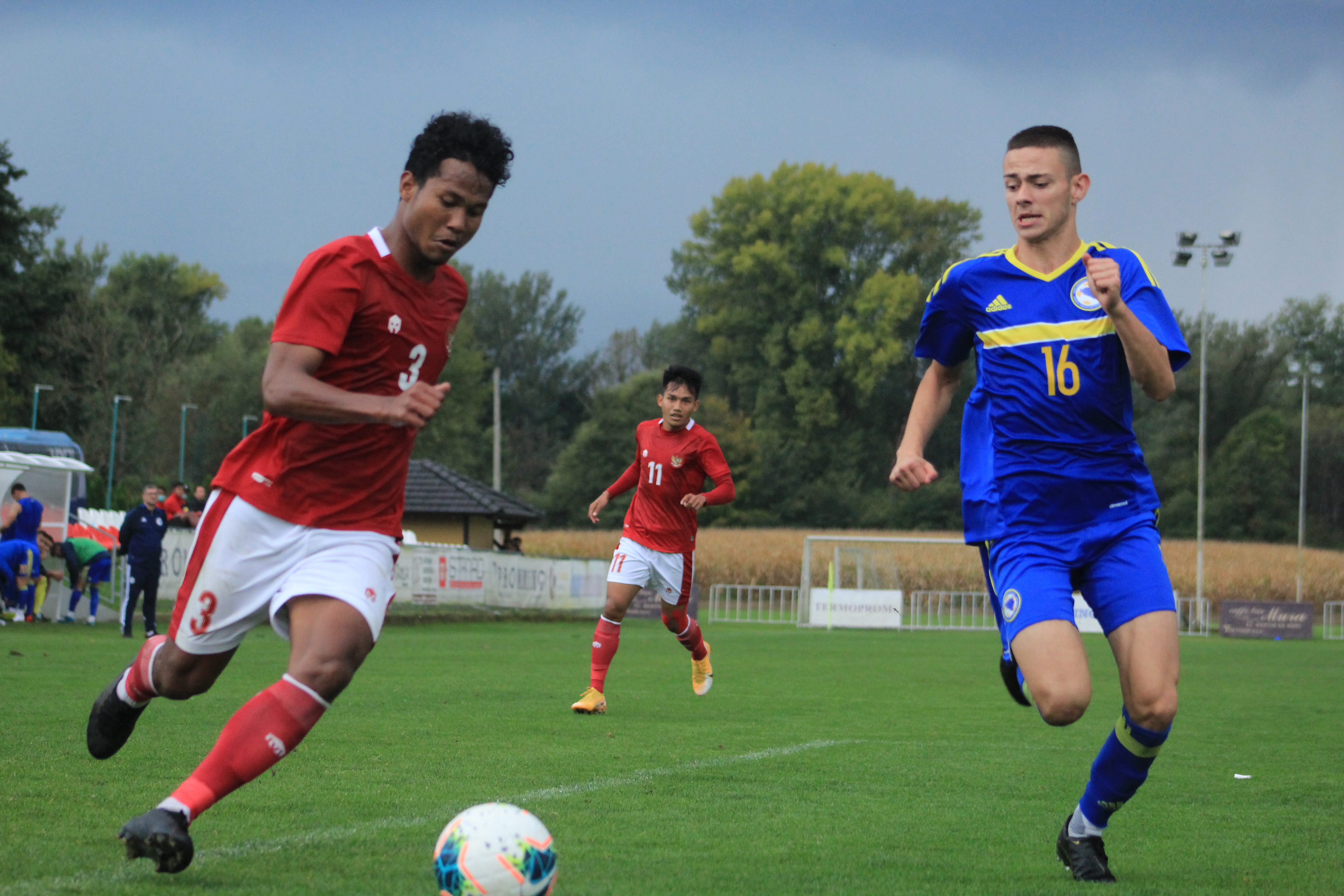  Pemain timnas U-19 Indonesia saat melakukan laga uji coba di Kroasia.