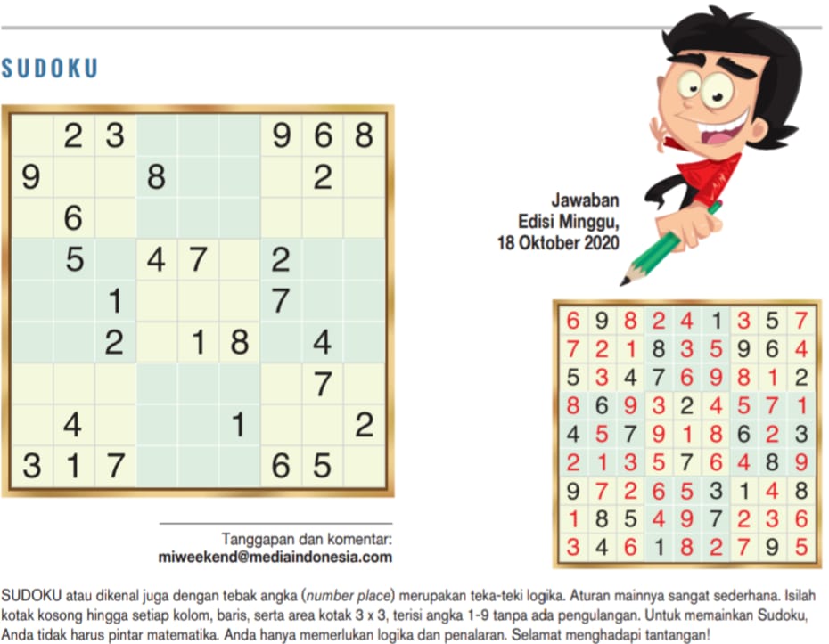 Sudoku Edisi 25 Oktober 2020
