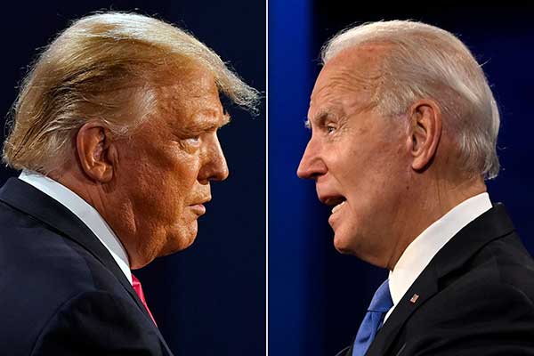 Presiden Amerika Serikat Donald Trump (kiri), calon Presiden AS dari Partai Demokrat, Joe Biden (kanan)