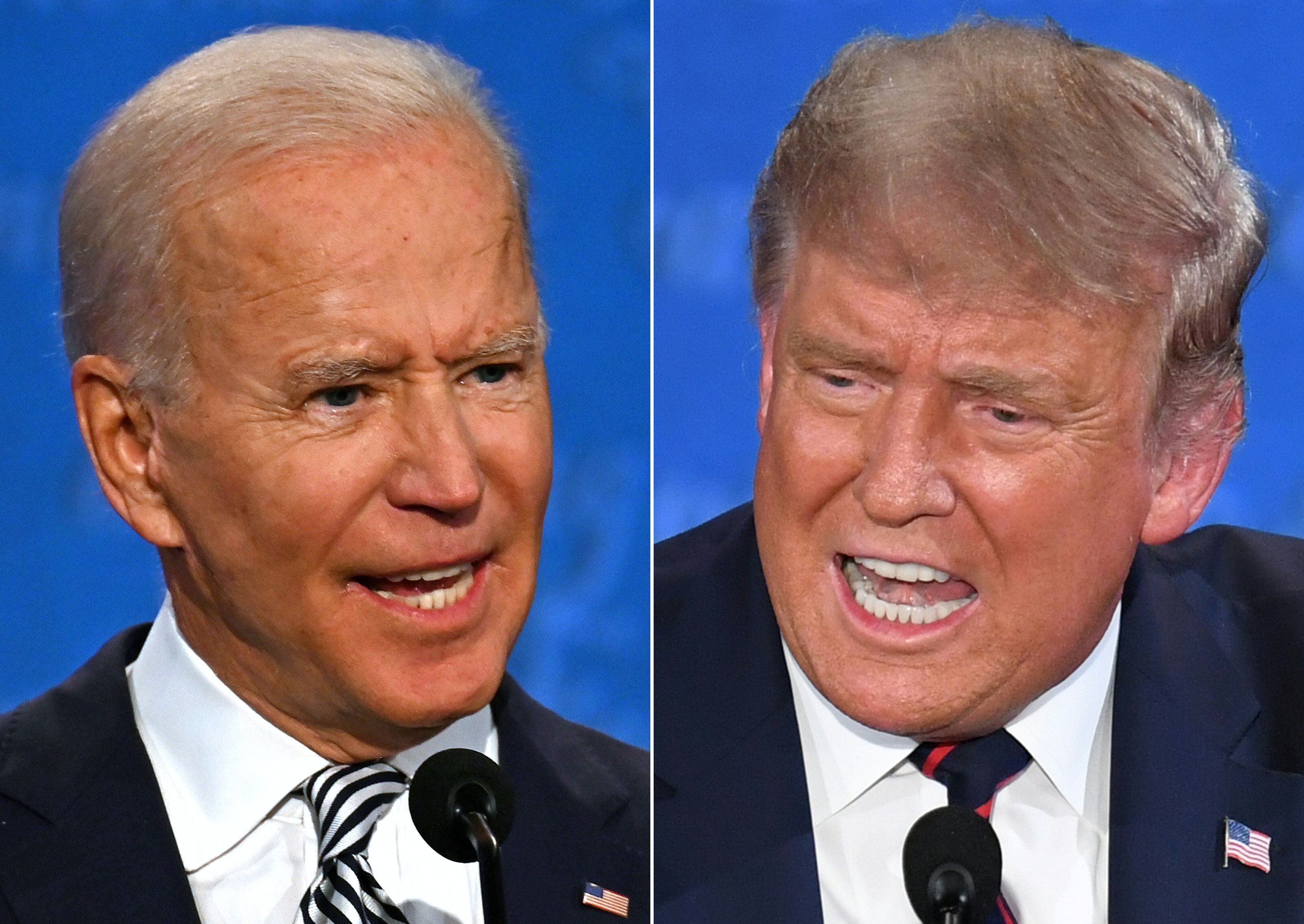 Foto kombinasi kandidat Presiden AS Joe Biden (kiri) dan Donald Trump.
