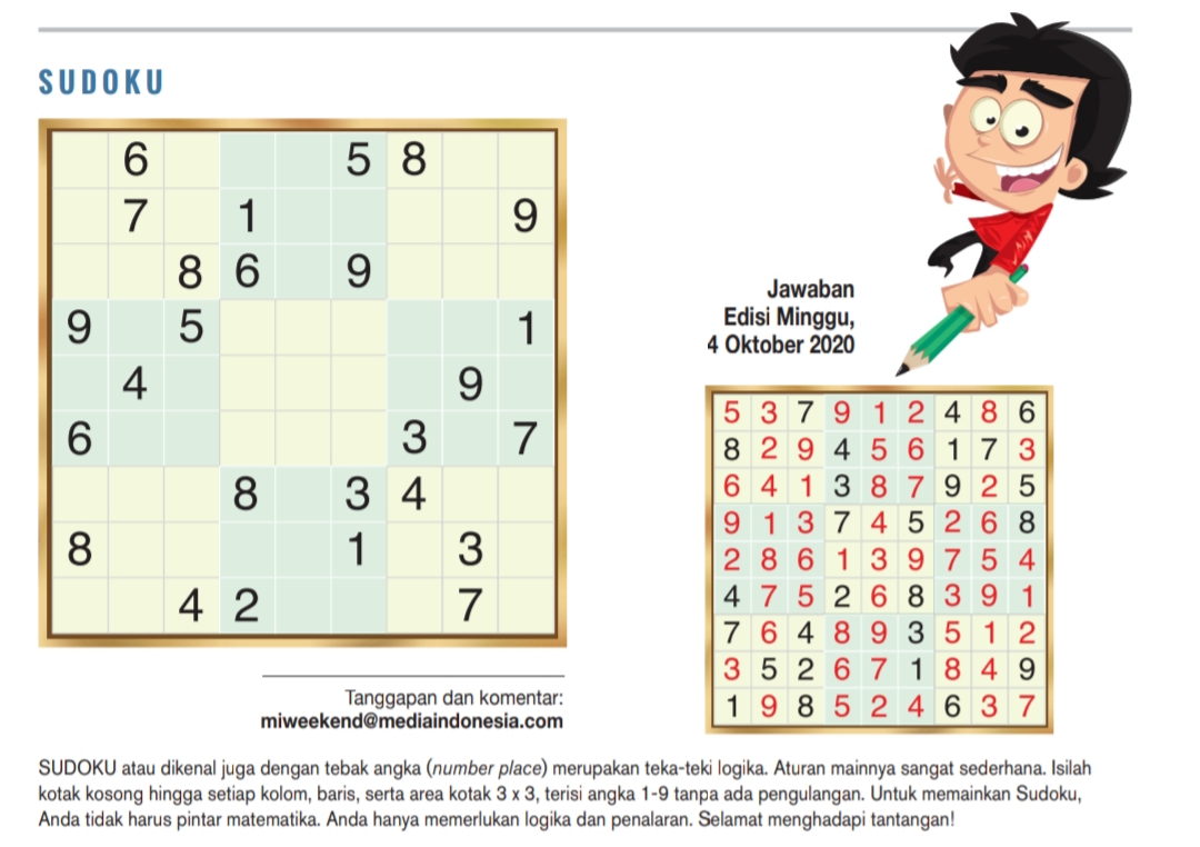 Sudoku Edisi 11 Oktober 2020