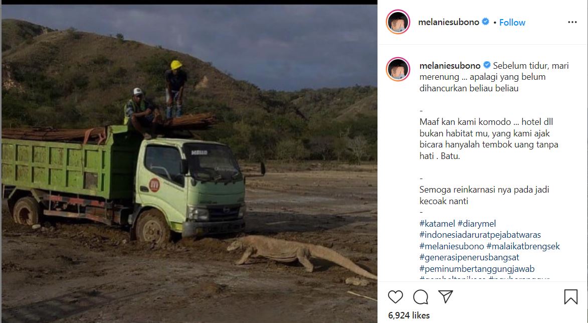 Tangkapan layar Instagram @melaniesubono