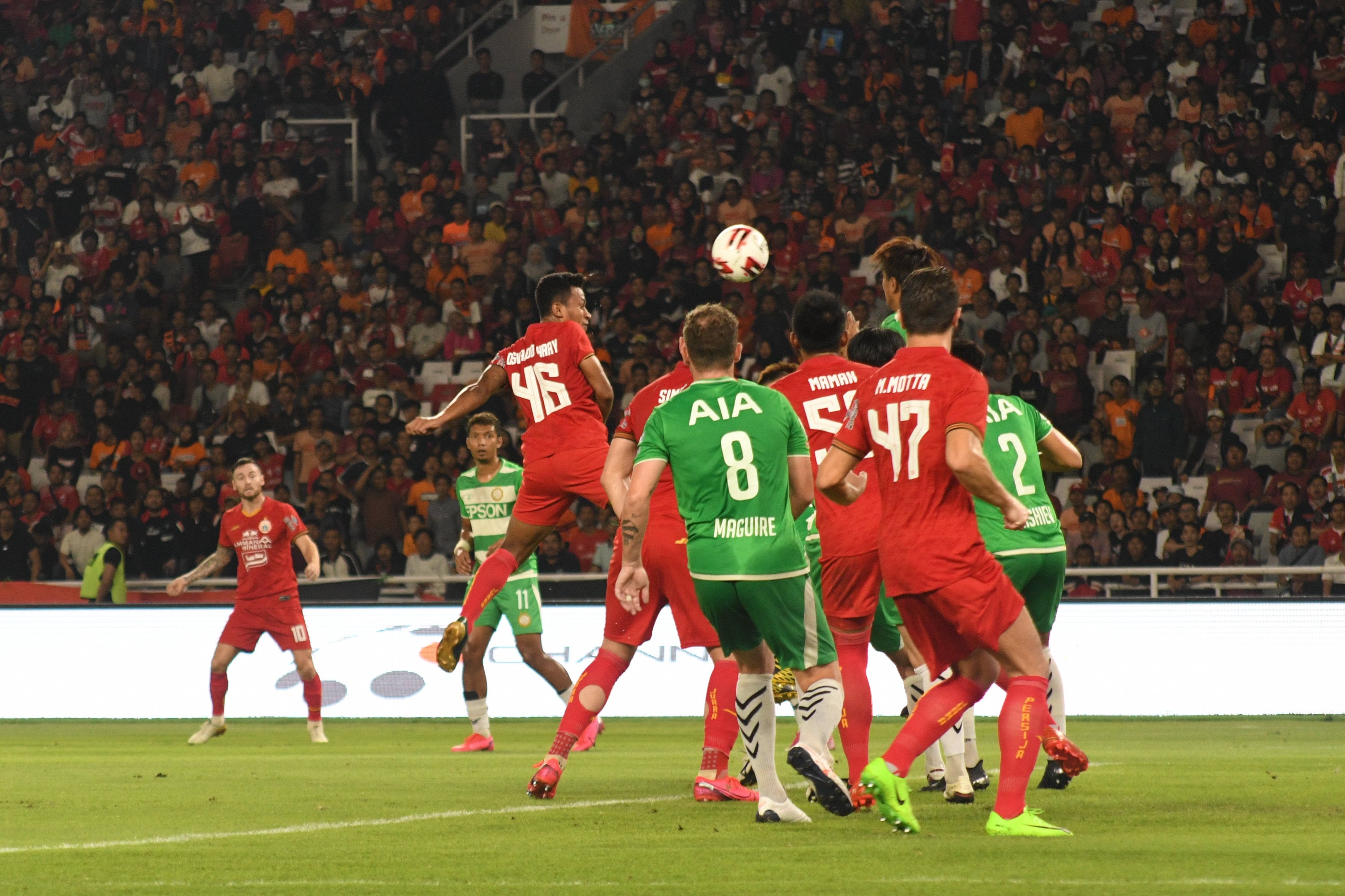 Penamilan tim Persija saat laga persahabatan melawan Geylang International FC dari Singapura.